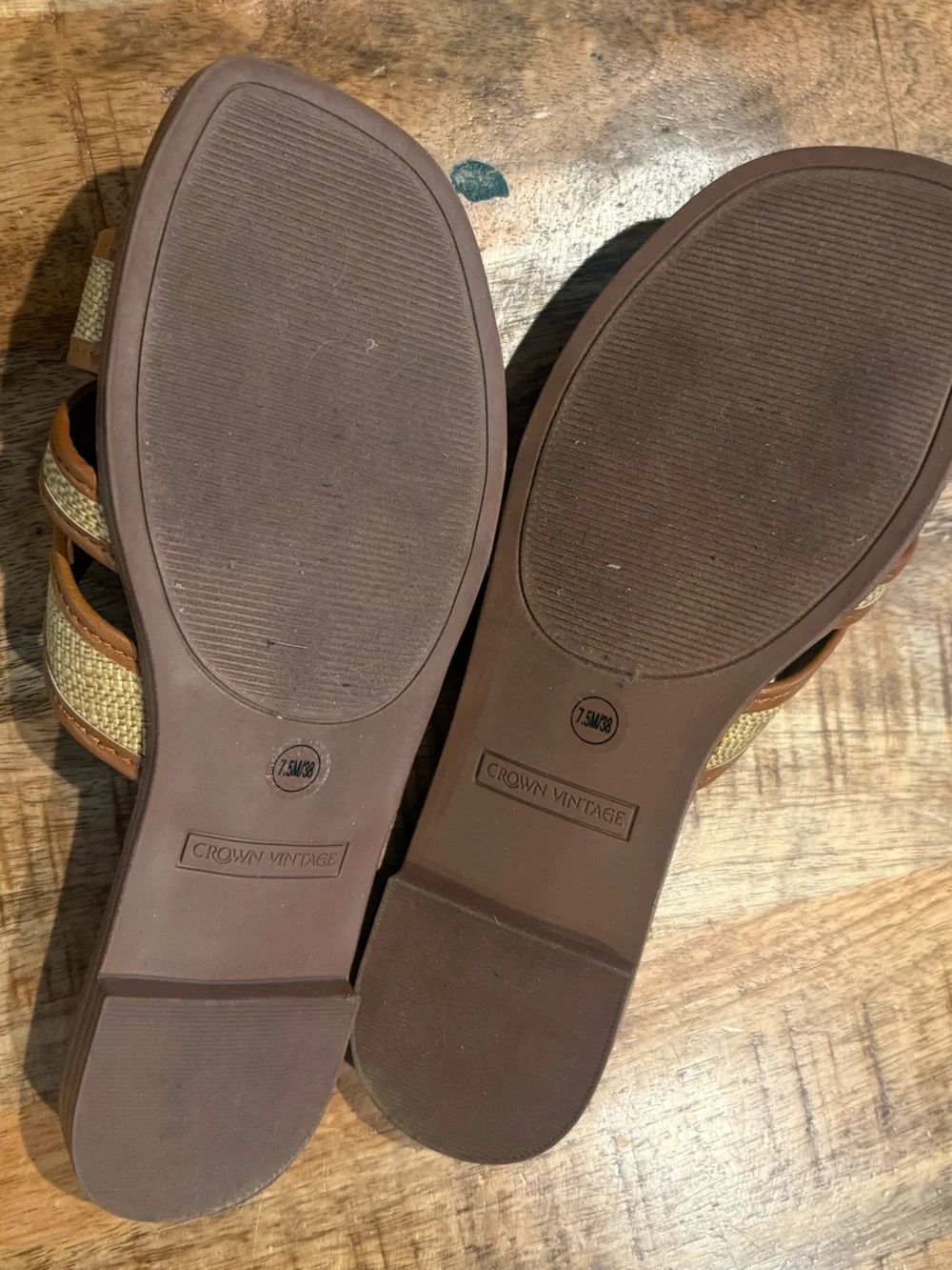 Crown Vintage Belizz Woven Slide Sandals Tan Brown Size 7.5
